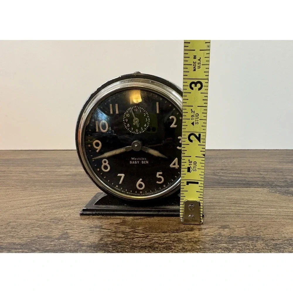 Vintage Westclox Baby Ben Model 61-R Alarm Clock Charcoal Chrome AS IS NOT WORK